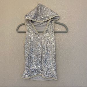 WEISSMAN Dance Costume silver sequin hooded vest The Way I Are 5271 child LC